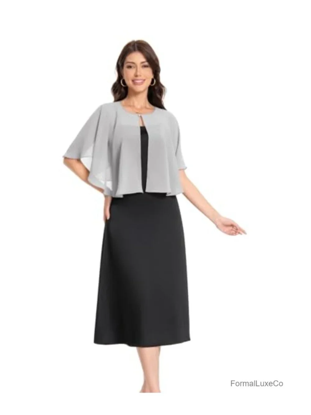 Elegant Chiffon Capelet Shawl Wrap Women Bridal Party